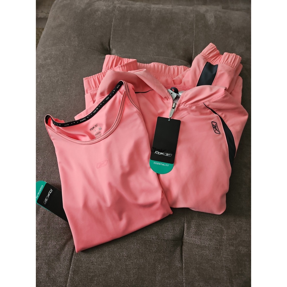 Reebok 2-Piece Athletic Set: Short Sleeve Shirt & Zip-Up Jacket - Large